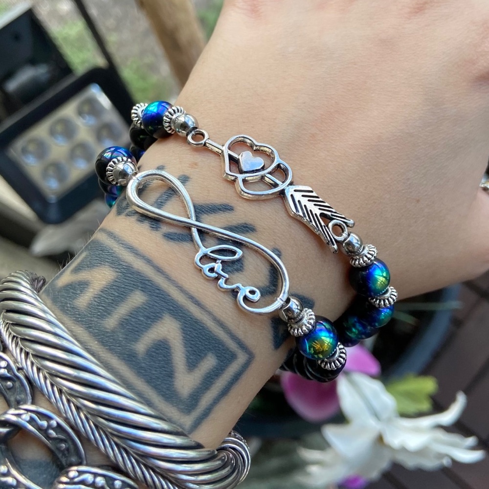 Iridecent beads heart arrow & infinity love set - Picture 9 of 10